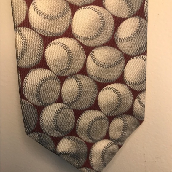 Lands End SPORT VINTAGE BASEBALL THEME SILK TIE - Men Tie - Picture 5 of 5